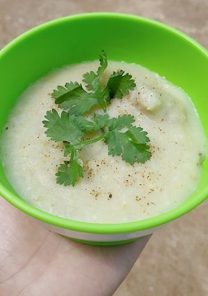 Hình của món Cháo đậu gà khoai lang thịt bằm.