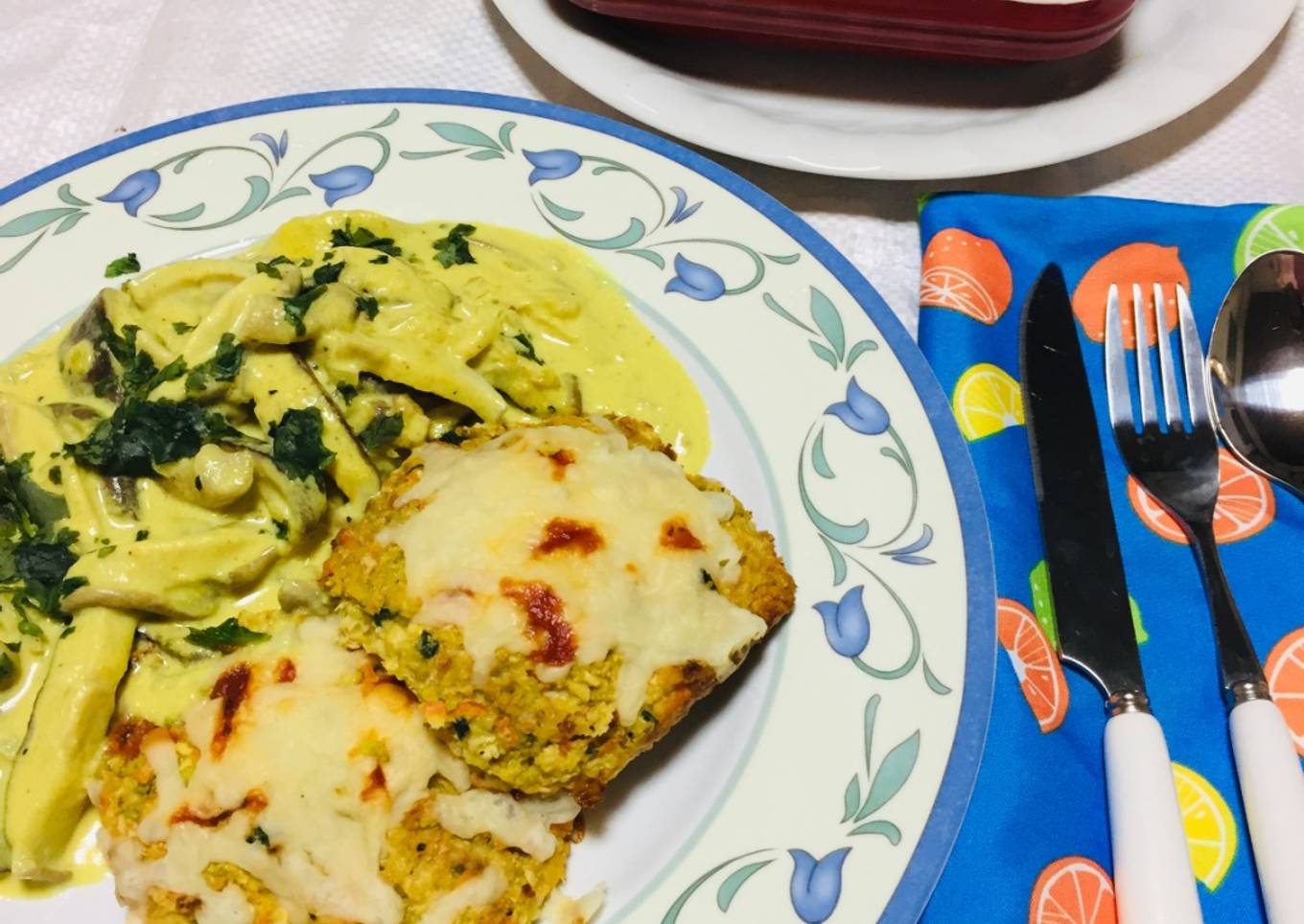 Hamburguesas de Romanesco al Horno Saludable 😋 Con Shiitake 🍄 en Salsa de Queso Ricota!