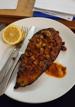 عکسی از دستور بادمجان شکم پر
