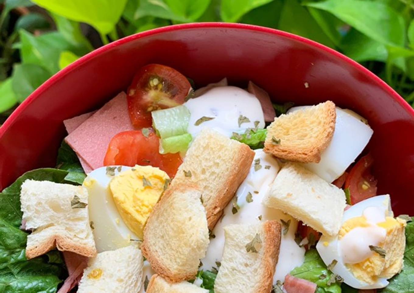 Caesar salad with croutons