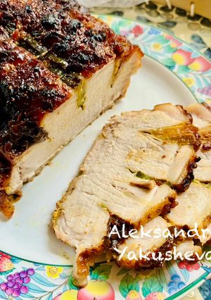 A picture of Pork Loin with Figs and Prunes in Wine-Honey Glaze.