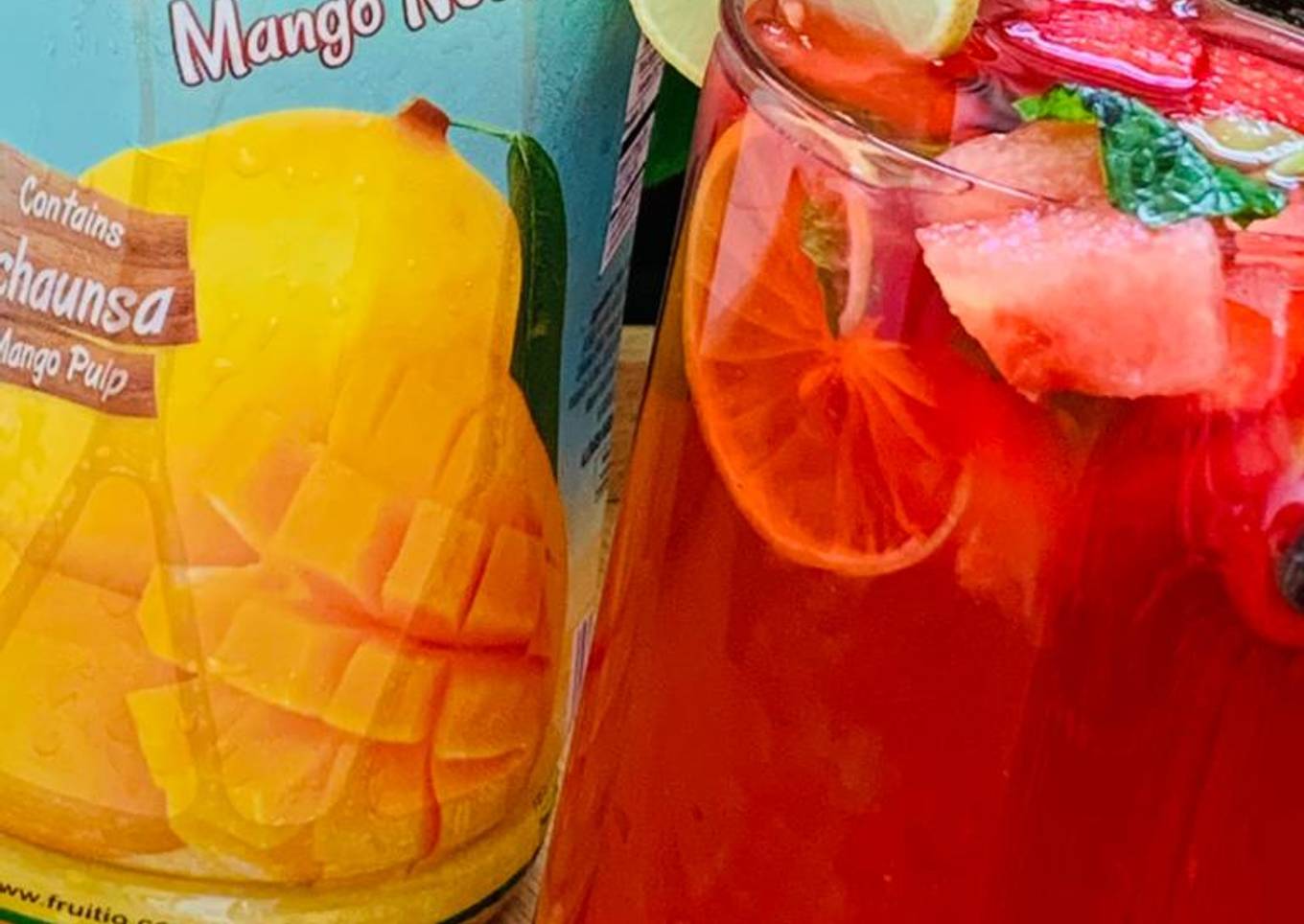 Watermelon with mango lemonade