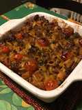 Gratin de pâtes au légumes,roquefort et tomates cerises