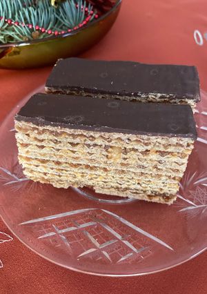 Keleti csemege (Karamellás-diós ostya) recept fotója