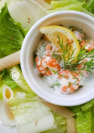 A picture of Shrimp Yogurt Pasta Salad.