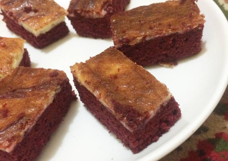 Cara Gampang Membuat Brownies (Red Velvet Cheesecake Brownies by Laura Vitale) Anti Gagal