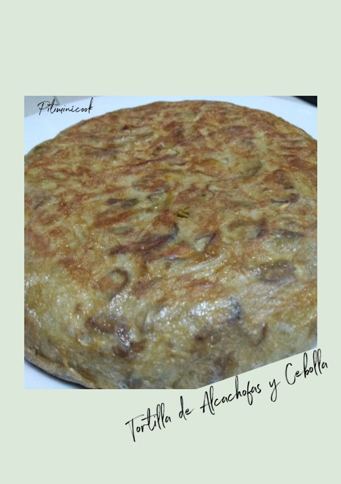 Una foto de Tortilla de alcachofas y cebolla