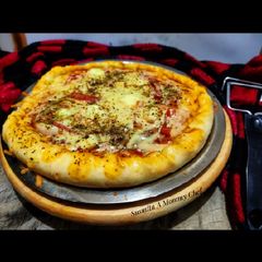 A picture of Paneer and onion pizza.