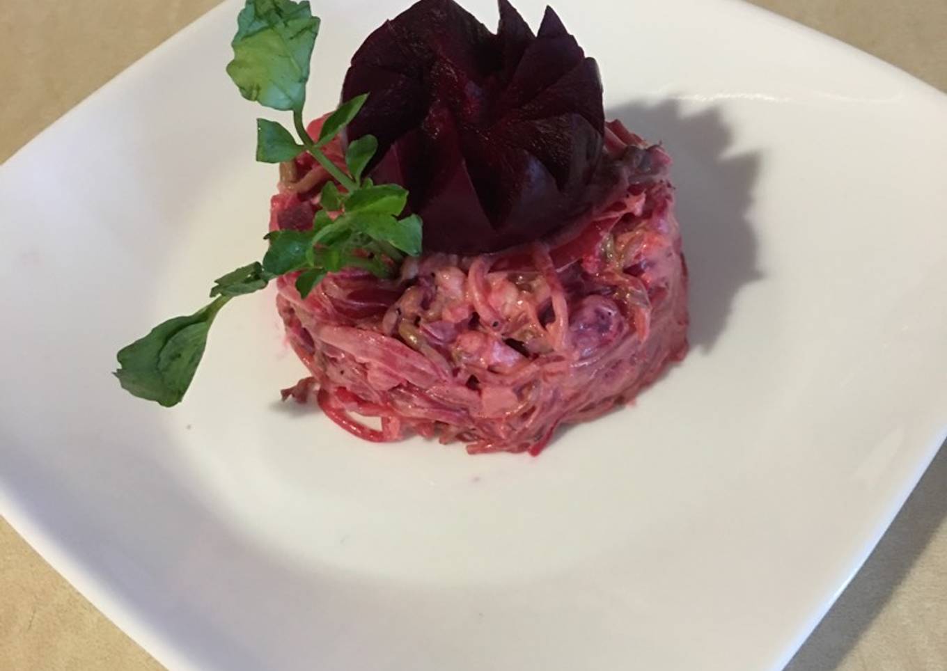 Risotto de coliflor y betabel o remolacha