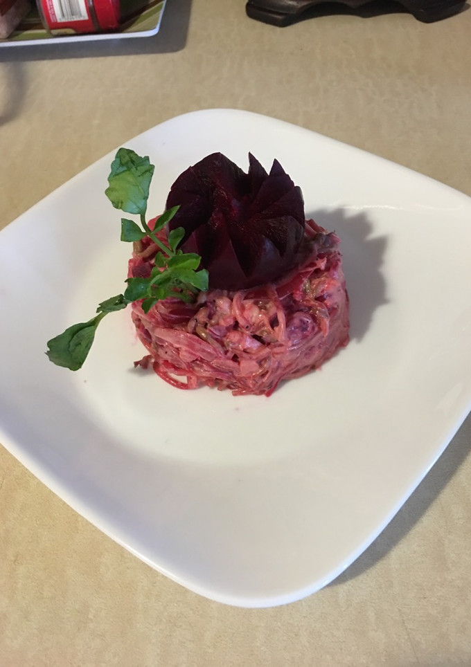 Una foto de Risotto de coliflor y betabel o remolacha
