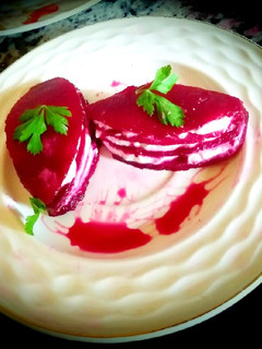 A picture of Thousand beet leaves with feta cheese flavored with herbs.