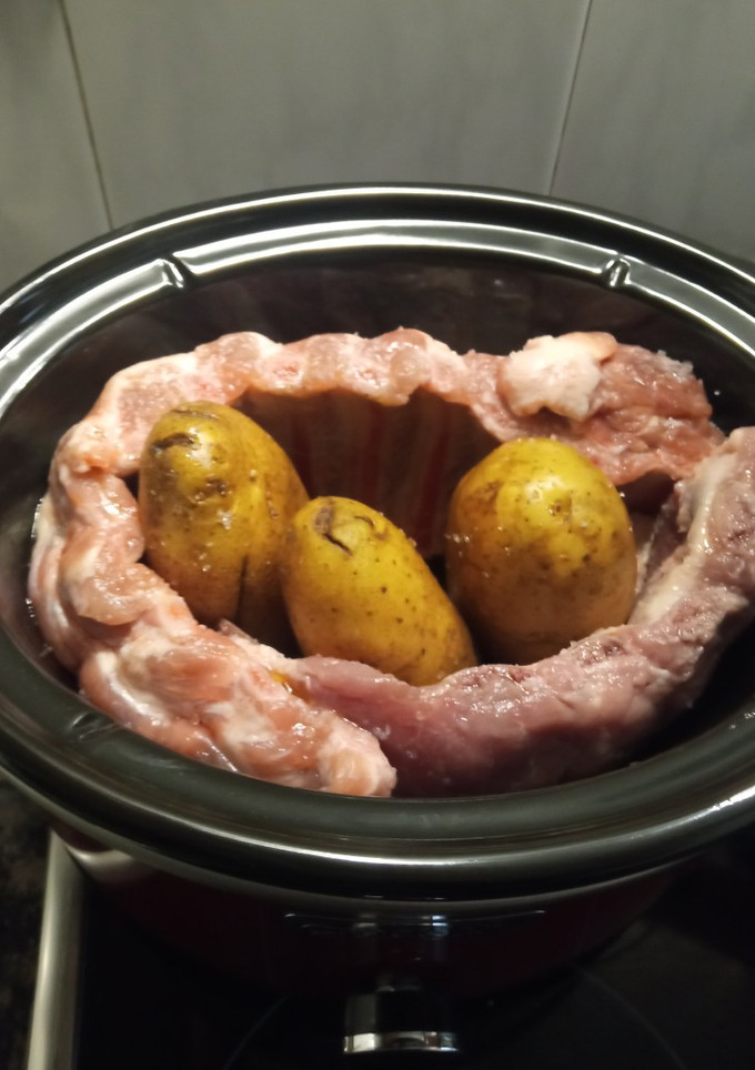 Una foto de Costilla con papas