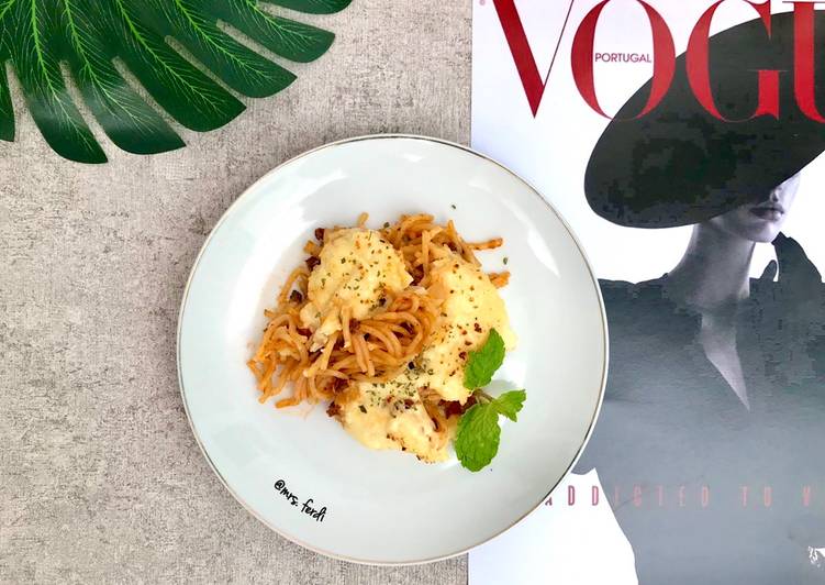 Bumbu Menyiapkan Spaghetti brulee Lezat