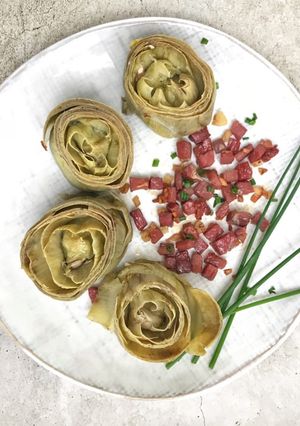 Foto principal de Alcachofas con jamón fritas