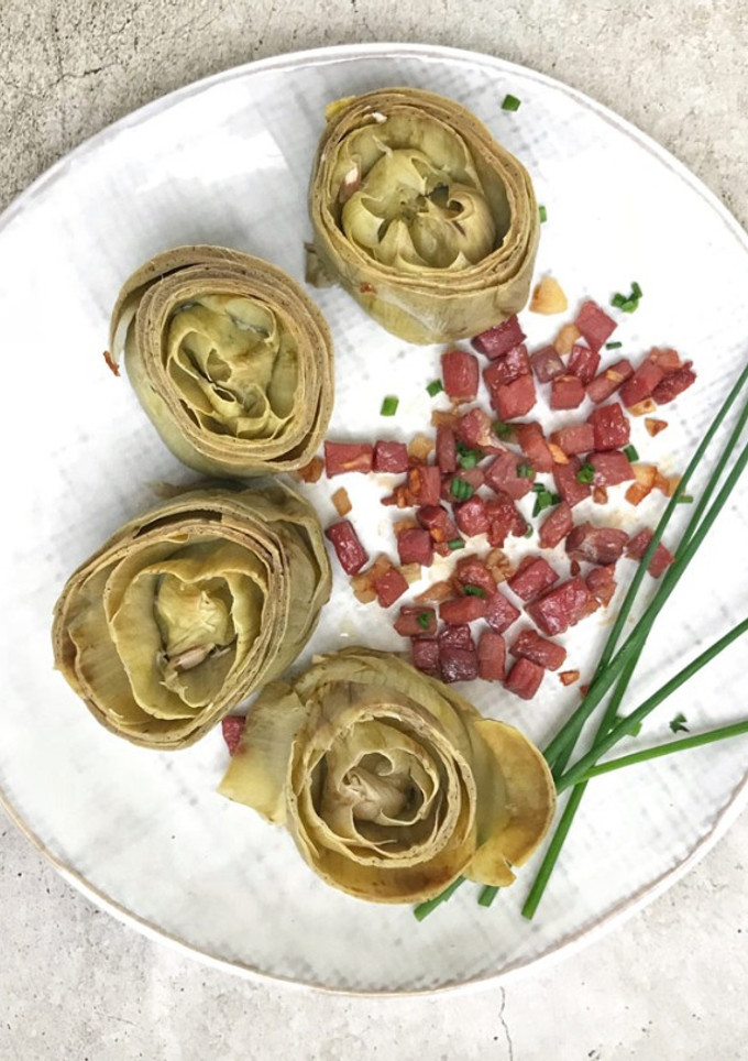 Una foto de Alcachofas con jamón fritas