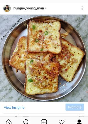 A picture of French toast with Indian twist.