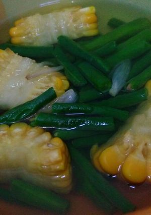 Foto resep 16. Sayur bening jagung kacang panjang 😍😍😍