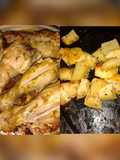Patas de Pollo al Verdeo con Mostaza y papas en cubos