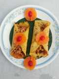 Orange pancake with chicken masala