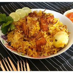 A picture of Chicken 65 biryani.