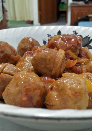Foto resep Bakso bumbu pedes
