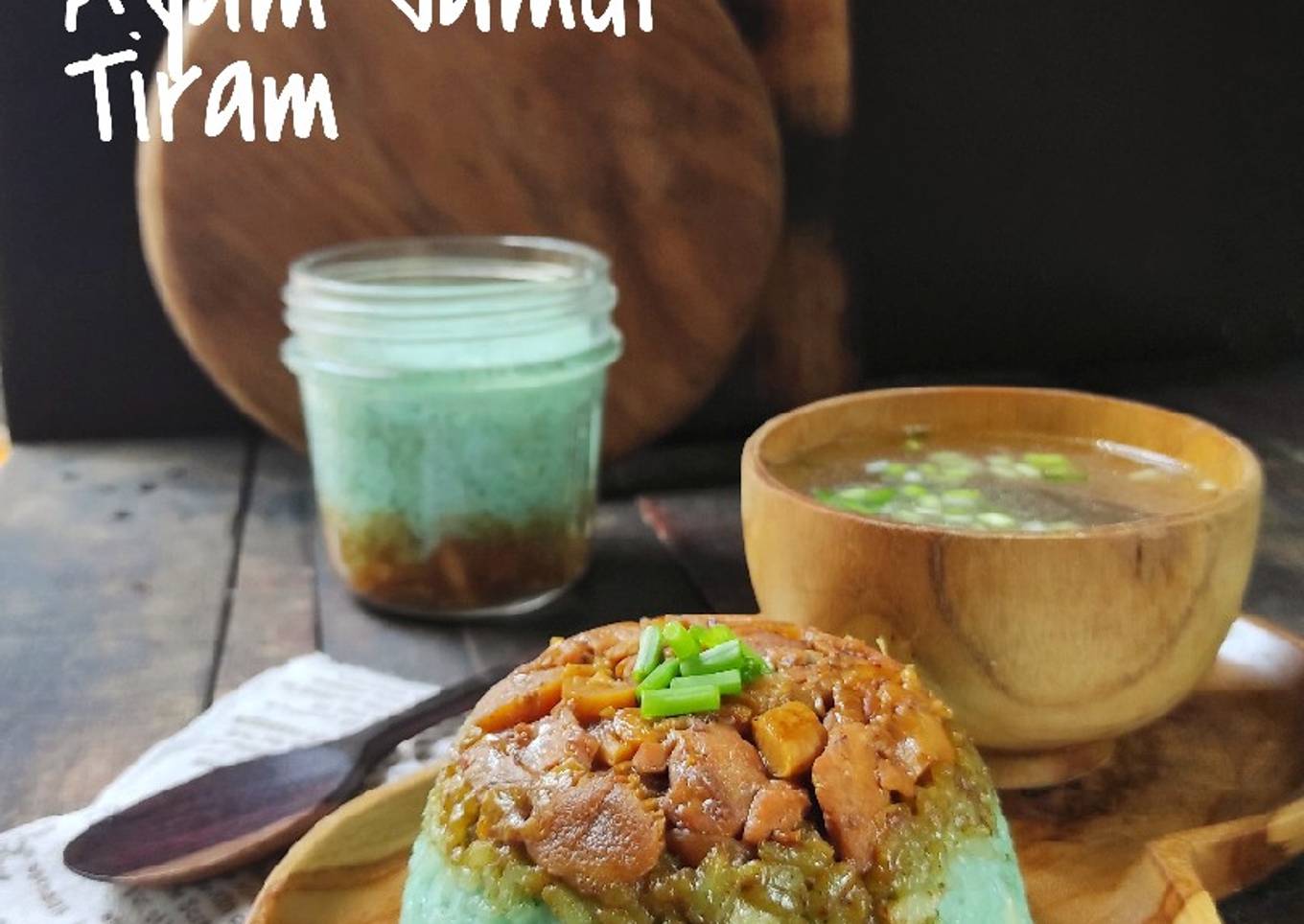 Nasi Tim Bunga Telang Ayam Jamur Tiram