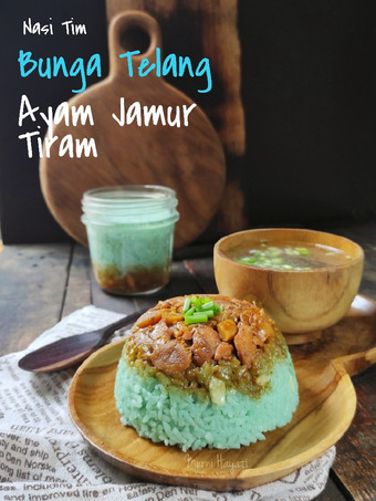 Anti Ribet, Bikin Nasi Tim Bunga Telang Ayam Jamur Tiram Rumahan