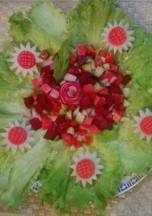 A picture of Raw diet salad.