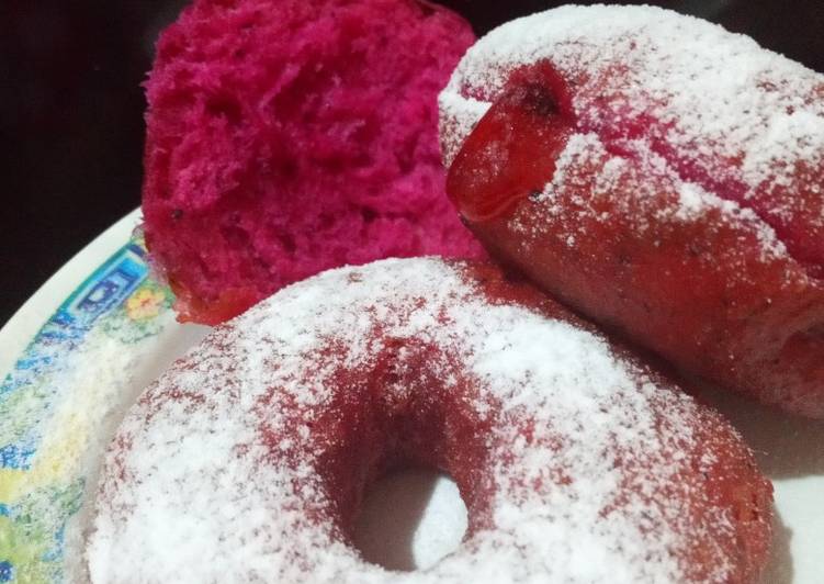 Resep Eggless Dragon Fruit Donuts Anti Gagal