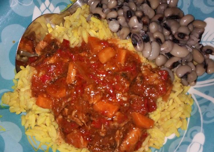 Recipe of Quick Rice nd beans with carrot stew