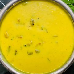 A picture of Kadhi with Moong Daal Vadi.