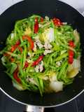Stir-Fried Napa Cabbage, Green Beans, and Bell Pepper with Lean Pork