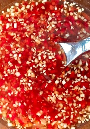 A picture of Sweet and Sour Fish Sauce for Spring Rolls, Egg Rolls, Vietnamese Pancakes, and Noodle Salads.
