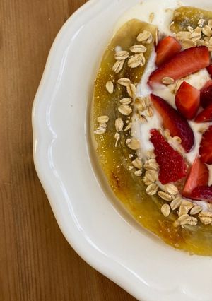 Sült banán joghurttal recept fotója