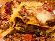 A picture of sausage baked pasta