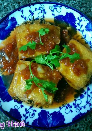 Hình của món Đậu Hủ Nhồi Nấm Kho Cà Chua (Món Chay).