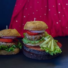A picture of Butter Chicken Burger.