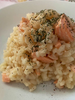 Una foto de Risotto de salmón