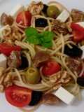 Ensalada de espaguetis con marrón glacé