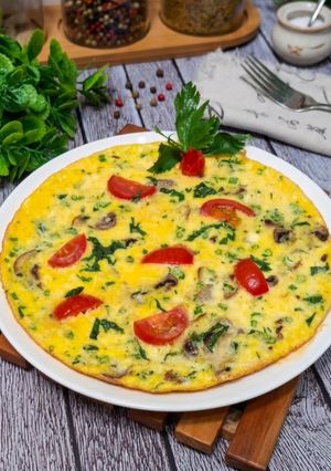Foto resep Omelet Jamur Tomat