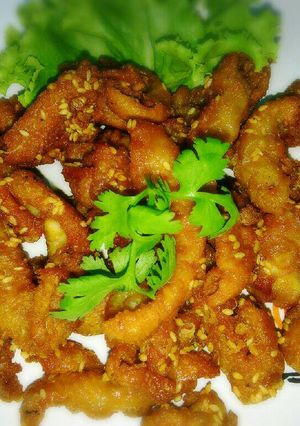 รูปของ หนังไก่ทอดงา