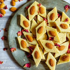 A picture of Badam Burfi / Almond Fudge.