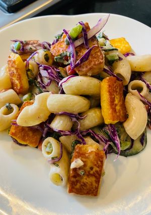A picture of Tahini Pasta Salad.
