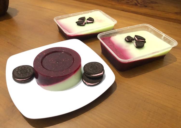 7 Resep: Pudding buah naga merah lapis pudding susu melon pengganti fla Anti Gagal!