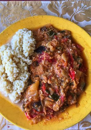 Cukkinis-padlizsános lecsó tojásban megforgatva recept fotója