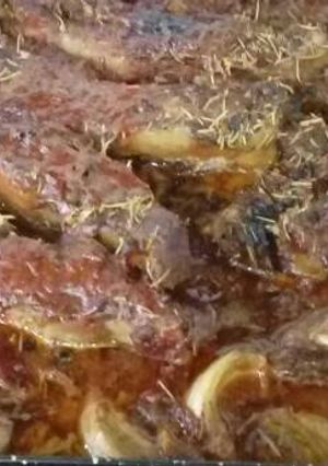 Una foto de Costillas de cerdo caramelisadas con cerveza miel y barbacoa