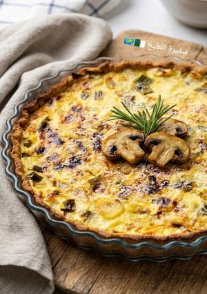 صورة لوصفة كيش بالفطر الطازج و الكراث
