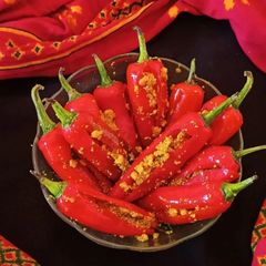 A picture of Instant Red Chilli Pickle with Jaggery-Hot and sweet.