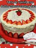 Tarta de vainilla con buttercream cheese y fresas