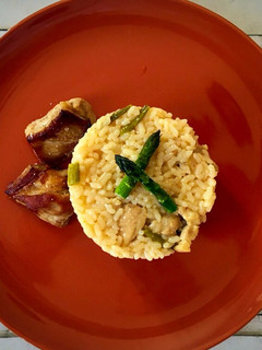Una foto de Arroz con trigueros y secreto ibérico